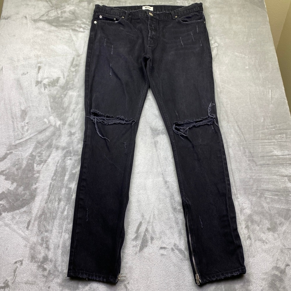 MINTCREW Los Angeles Black Distressed Zipper Ankle‎ Jeans Size 38